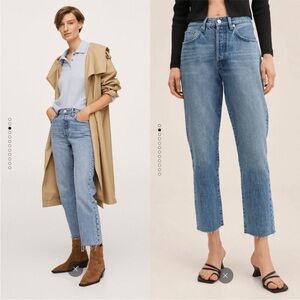 Mango denim Havana straight trendy cropped high waisted blue jeans size 28 NWT